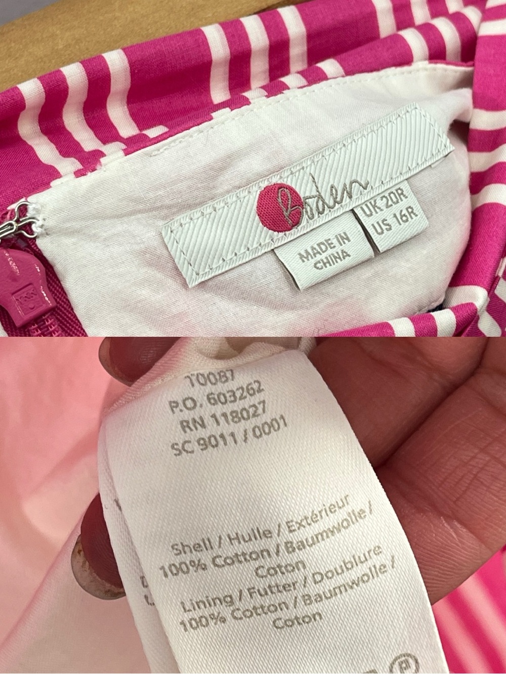 Boden Kiera Striped Midi Skirt Pink Stripes size 16R - Picture 9 of 10